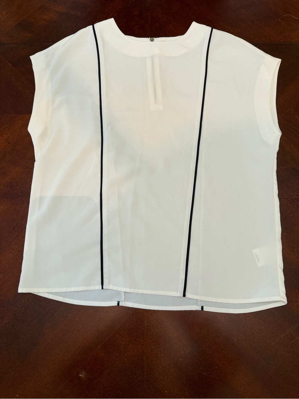 Express White Sleeveless Top with Black Vertical Stripe